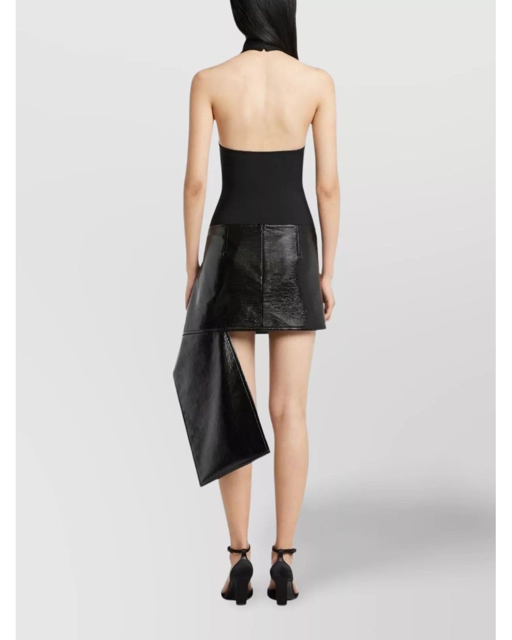 Courreges Black Vinyl Asymmetric Mini Skirt