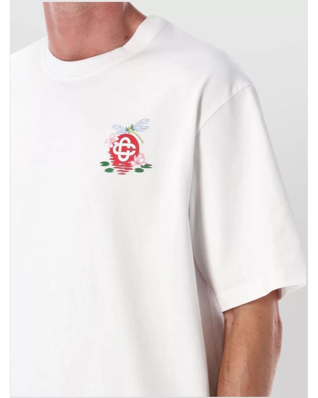 Casablanca White Organic Cotton Floral Print Oversized T-Shirt for men