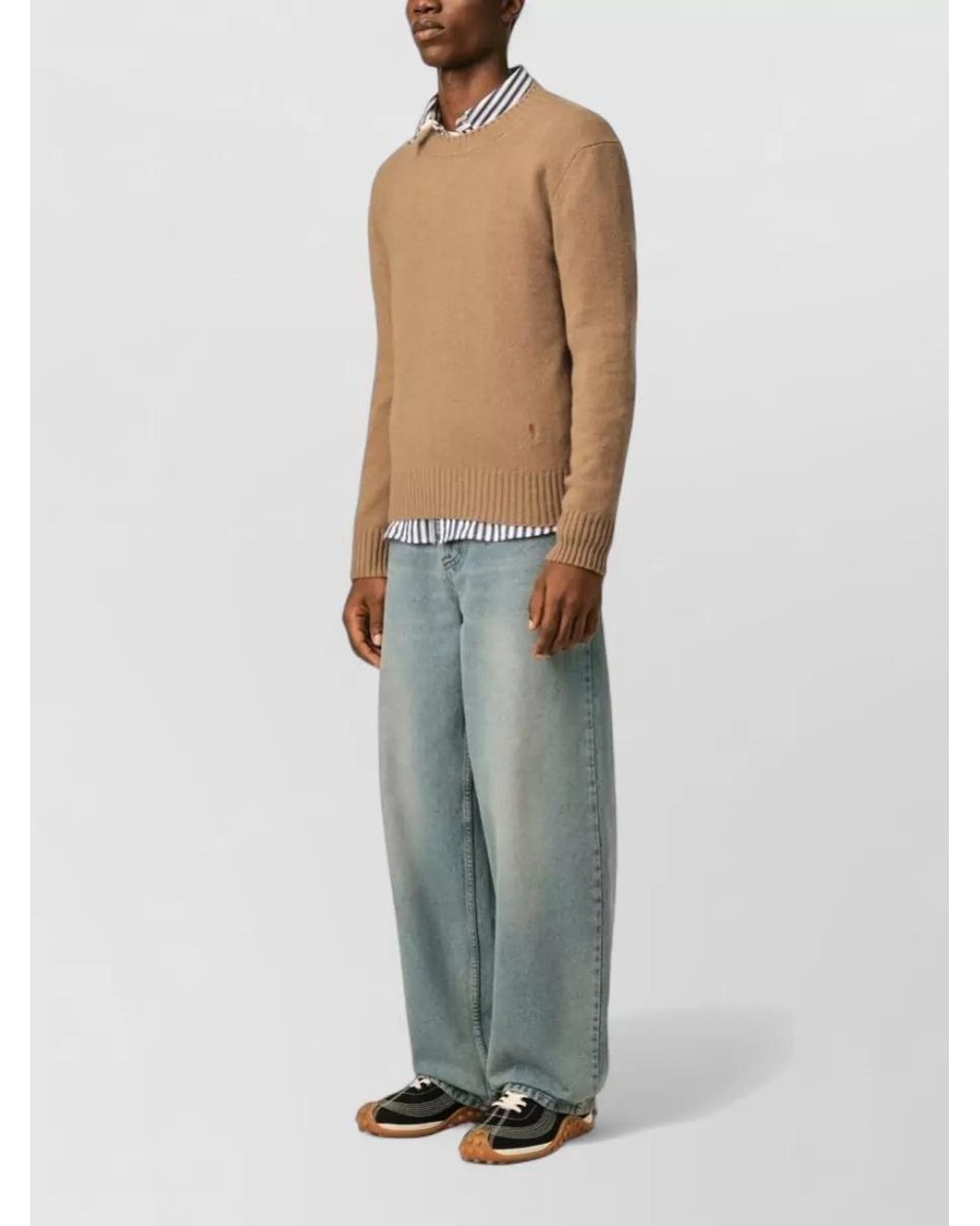AMI Natural Cashmere Crewneck Sweater for men