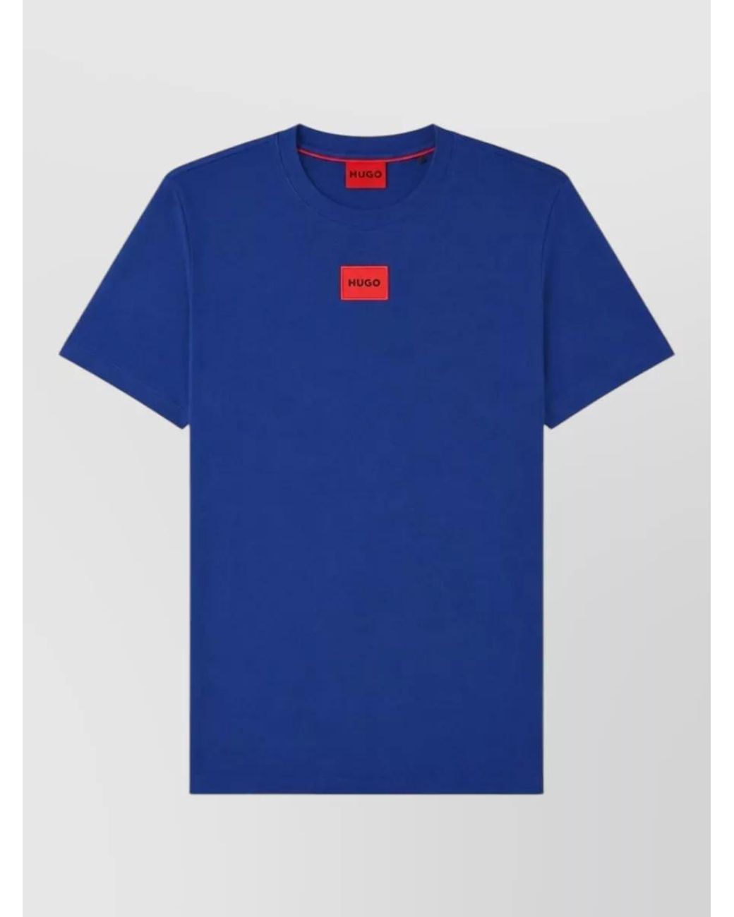 HUGO Blue Logo Patch Cotton T-Shirt for men
