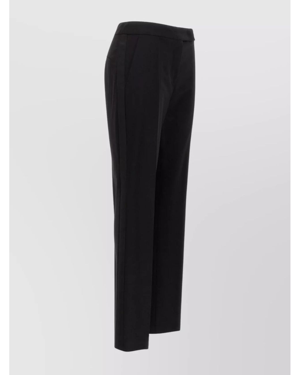 Max Mara Black Wool Straight-Leg Tailored Trousers