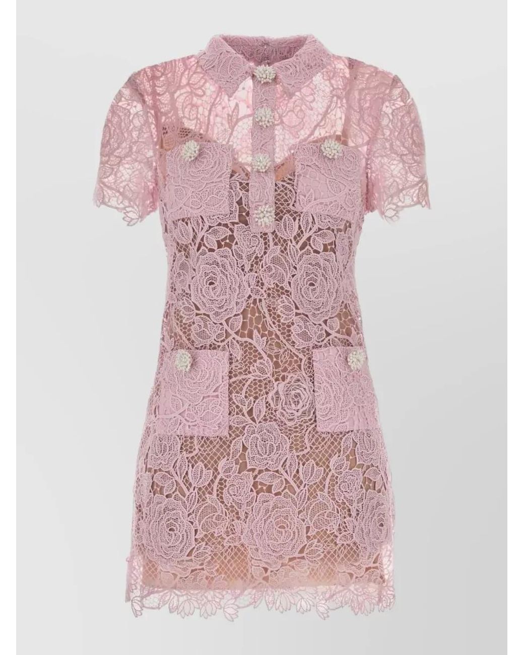 Self-Portrait Pink Lace Mini Dress