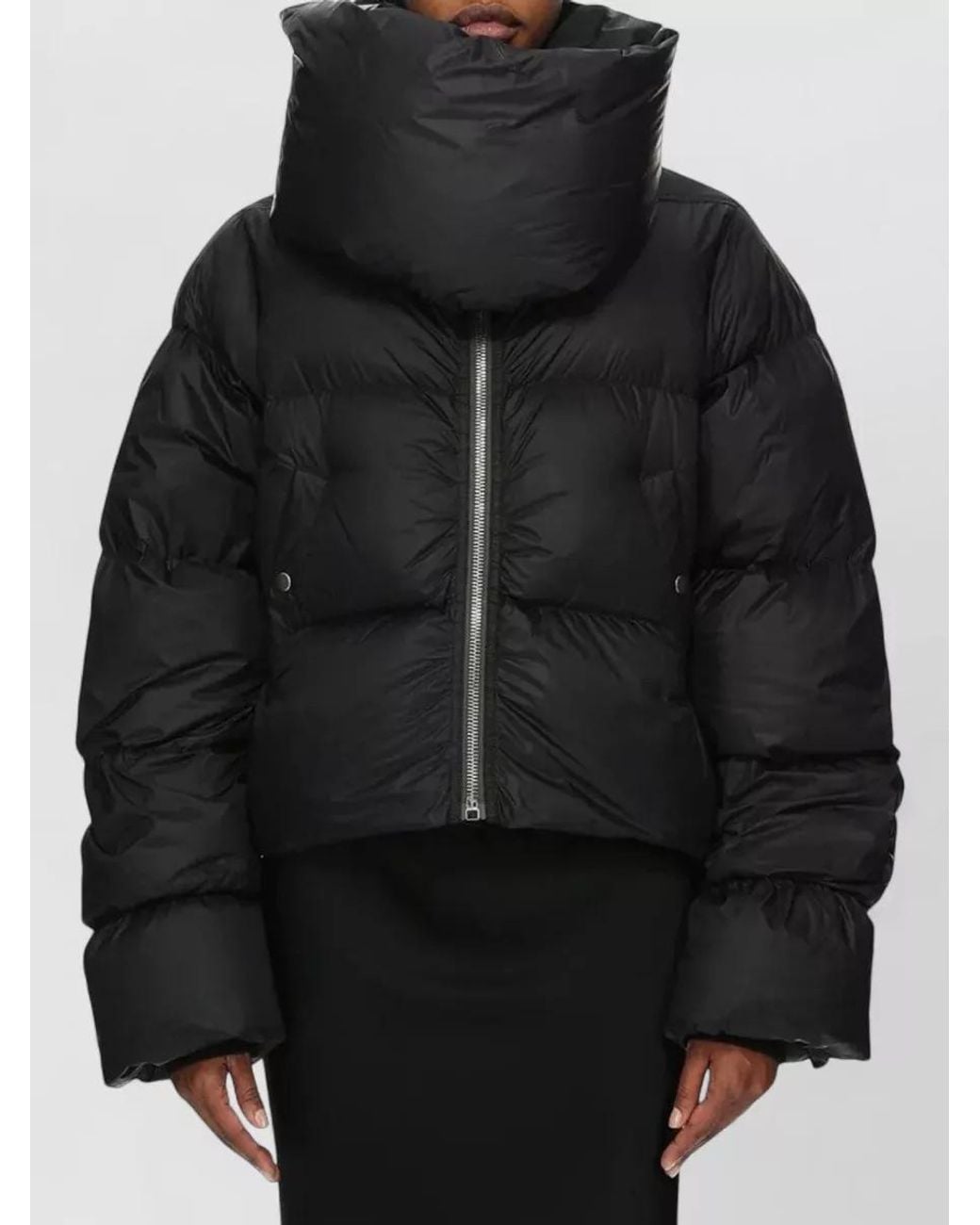 Rick Owens Black Down Funnel-Neck Puffer Jacket