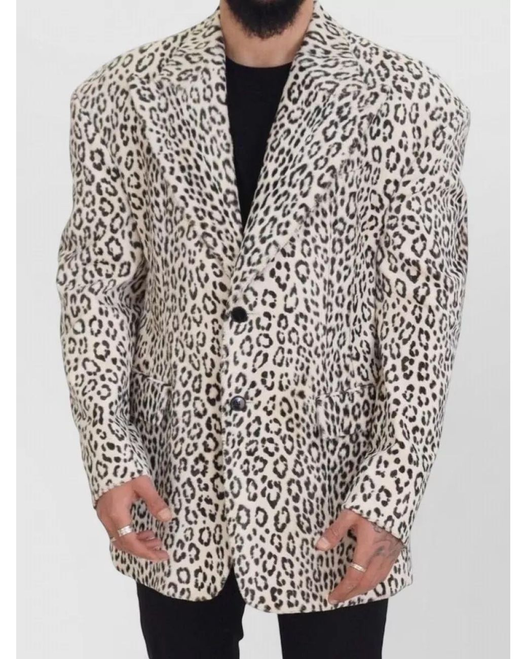 Dolce & Gabbana Gray Leopard Single Breasted Blazer for men