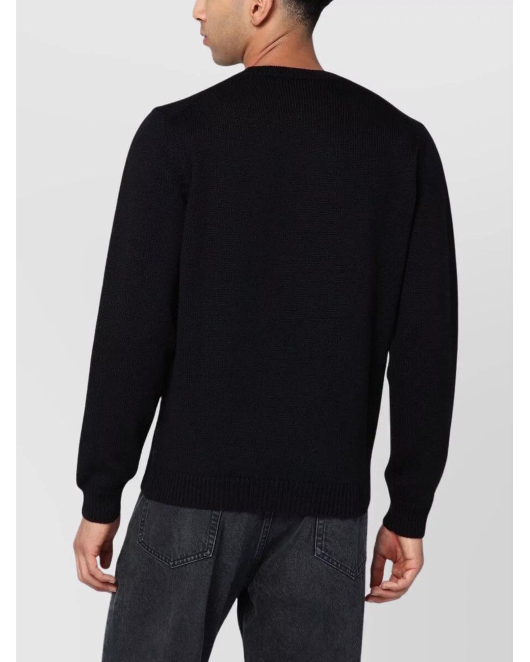Roberto Collina Black Wool Crew-Neck Sweater for men