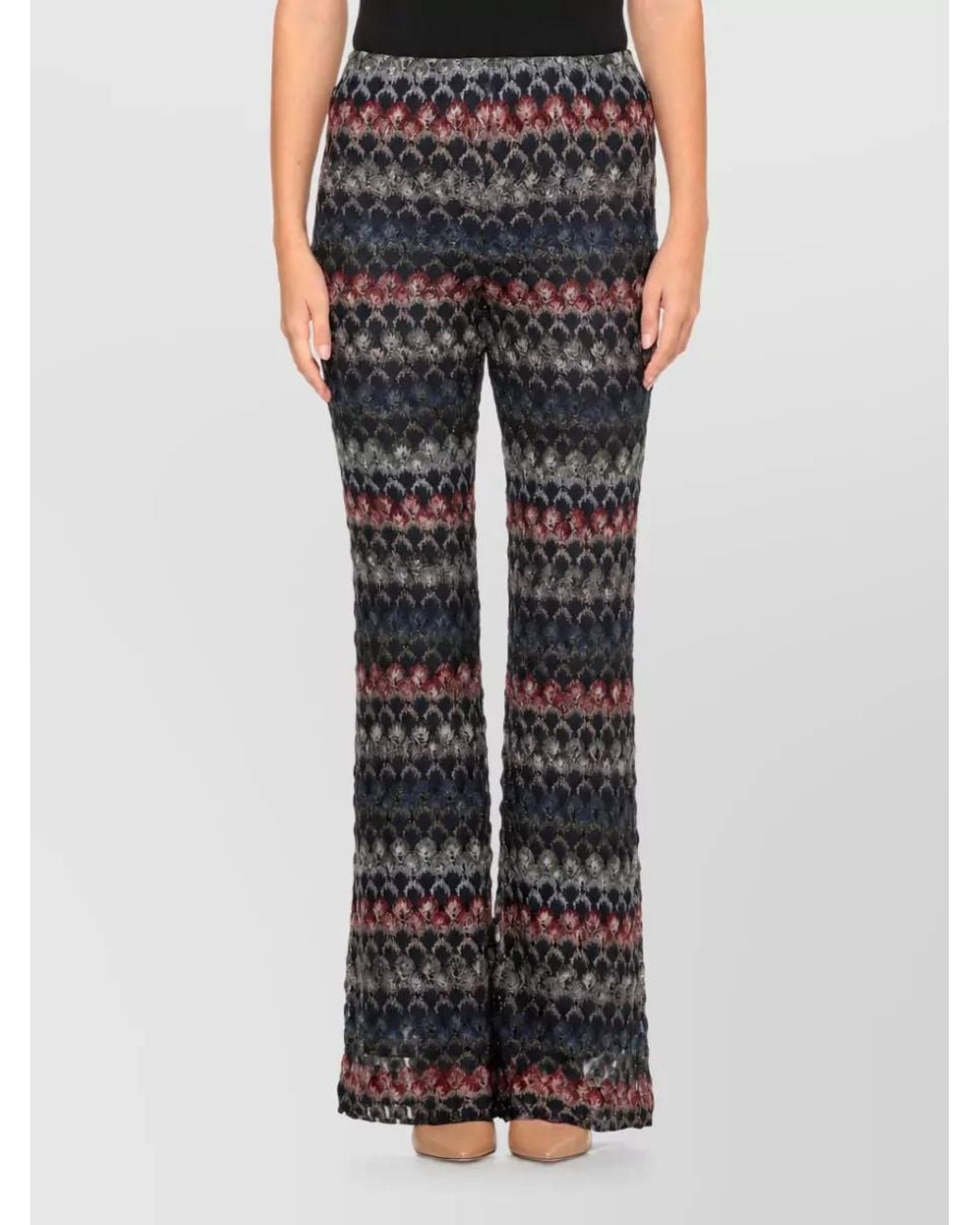 Missoni Blue Geometric Lurex Flared Trousers