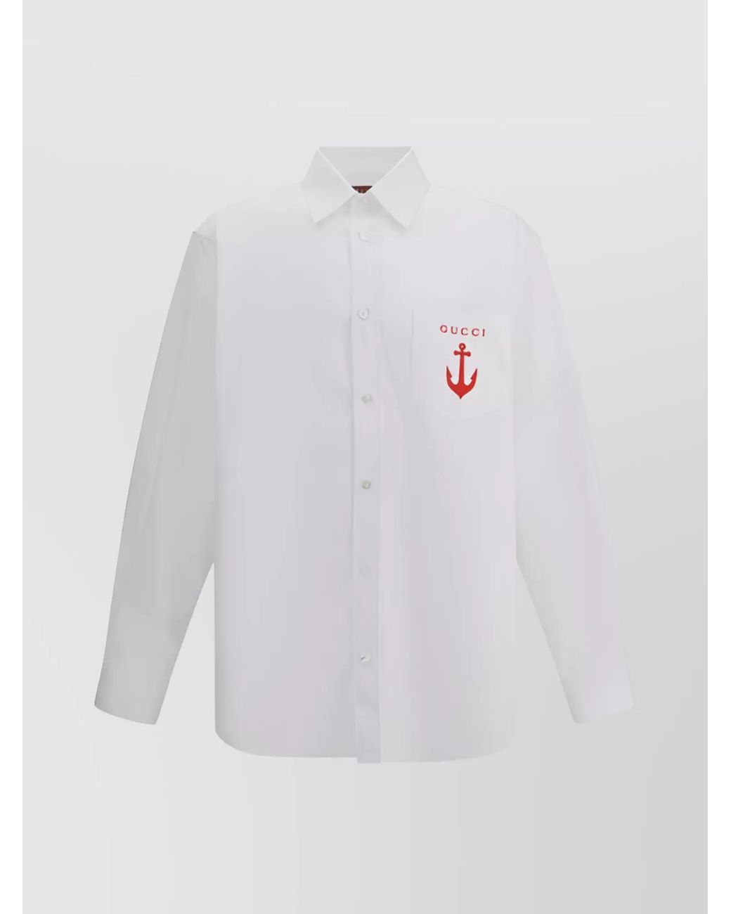 Gucci White Cotton Embroidered Shirt for men