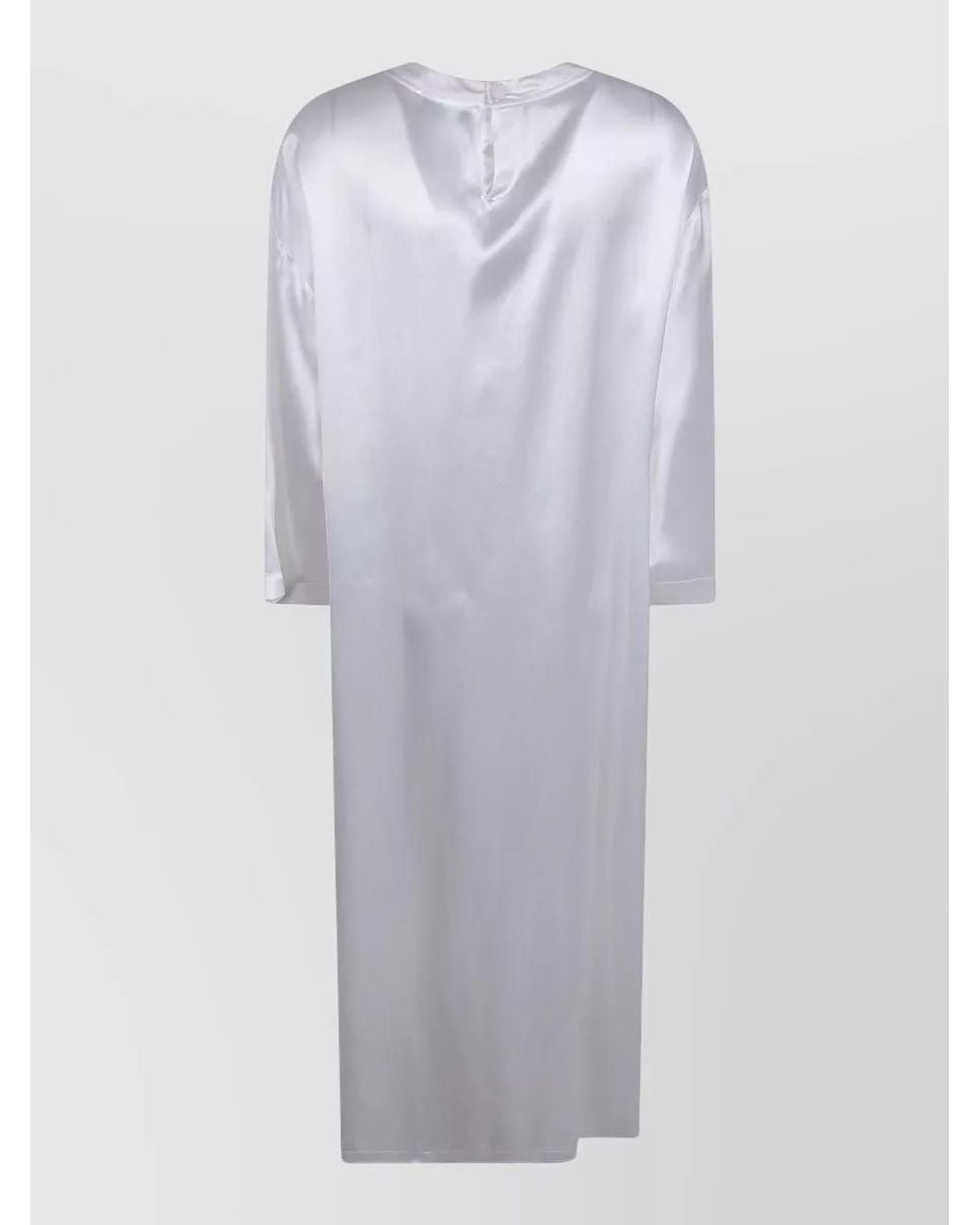 DARKPARK White Satin Asymmetric Shirt Dress