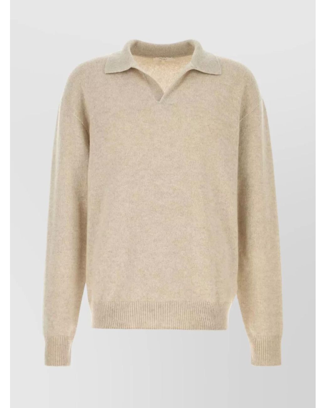 The Row Natural Cashmere Polo Shirt Long Sleeves for men