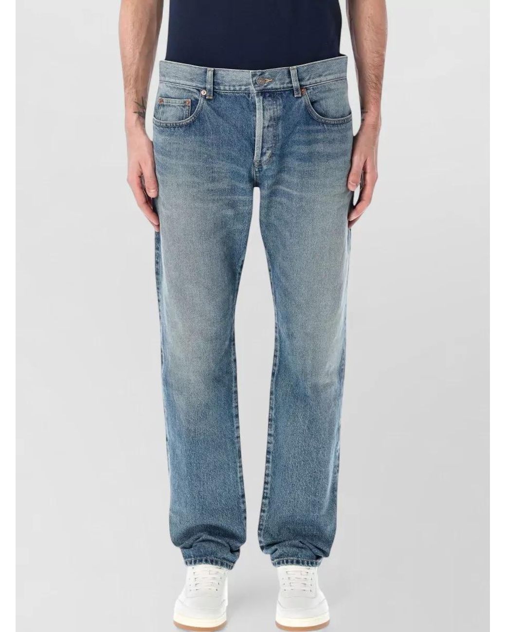 Saint Laurent Blue Denim Relaxed Slim Trousers for men