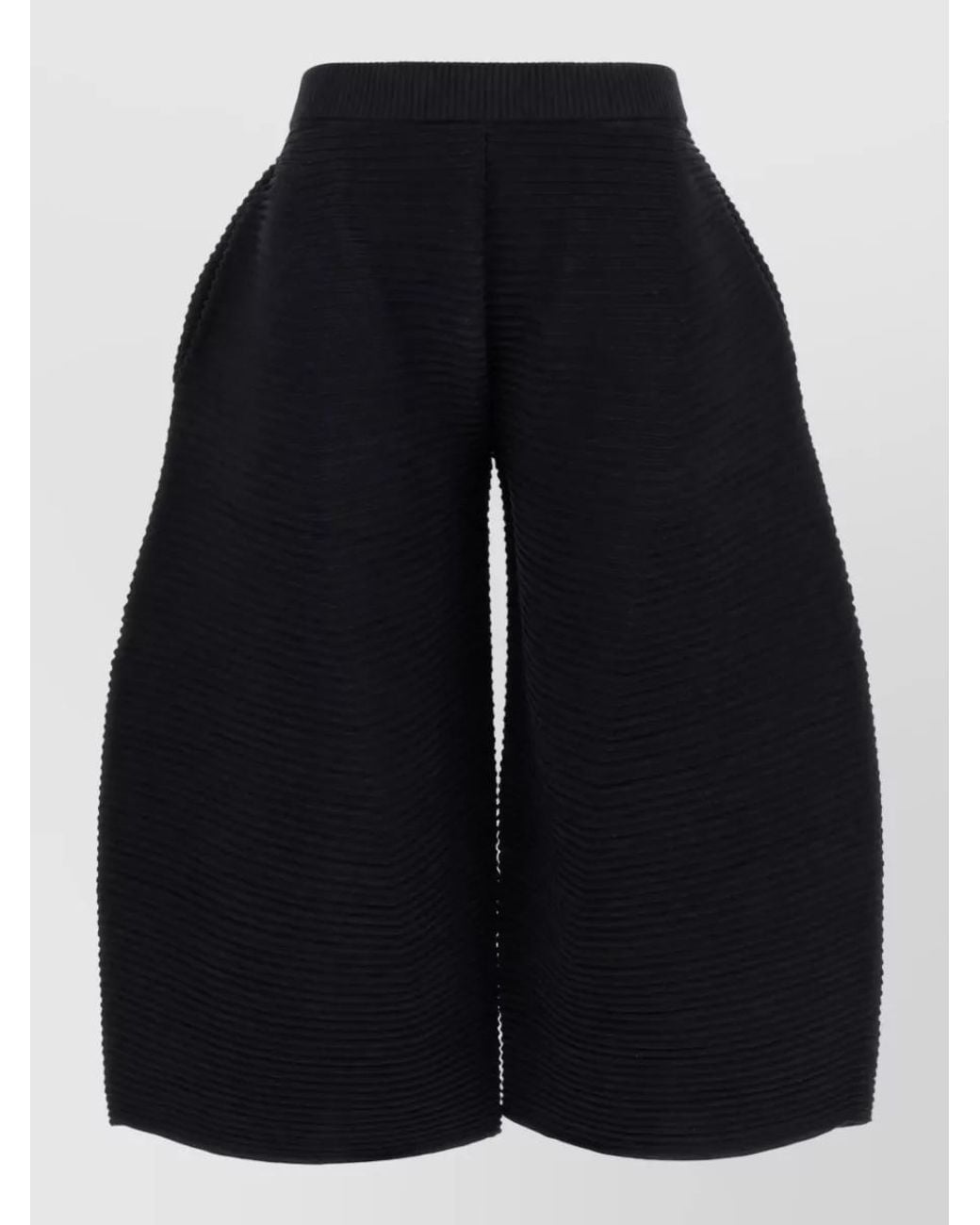 Issey Miyake Blue Ribbed Cropped Wide-Leg Trousers