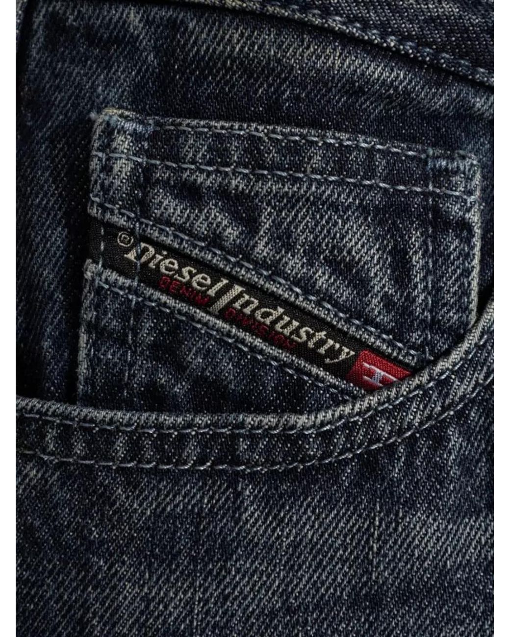 DIESEL Blue Mid-Rise Straight-Leg Jeans