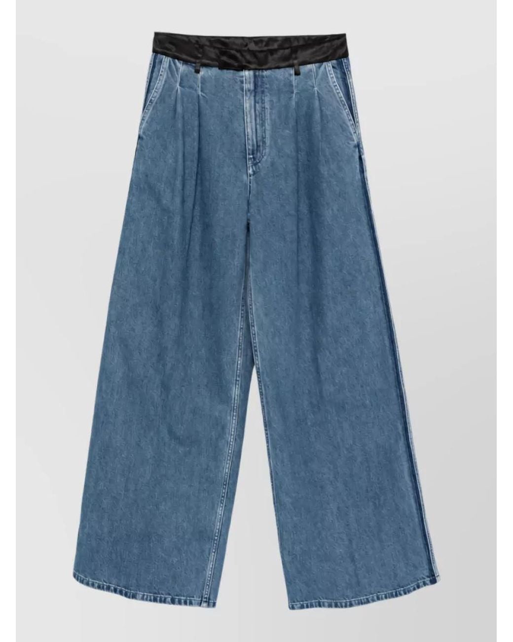 Forte_forte Blue Pleated Wide Leg Denim Jeans