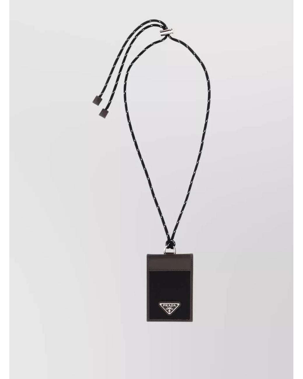 Prada White Leather Canvas Card Holder for men