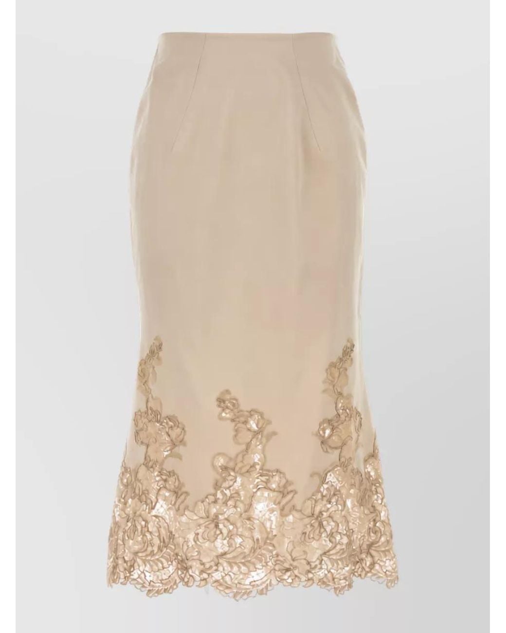 Ermanno Scervino Natural Silk Satin Pencil Skirt