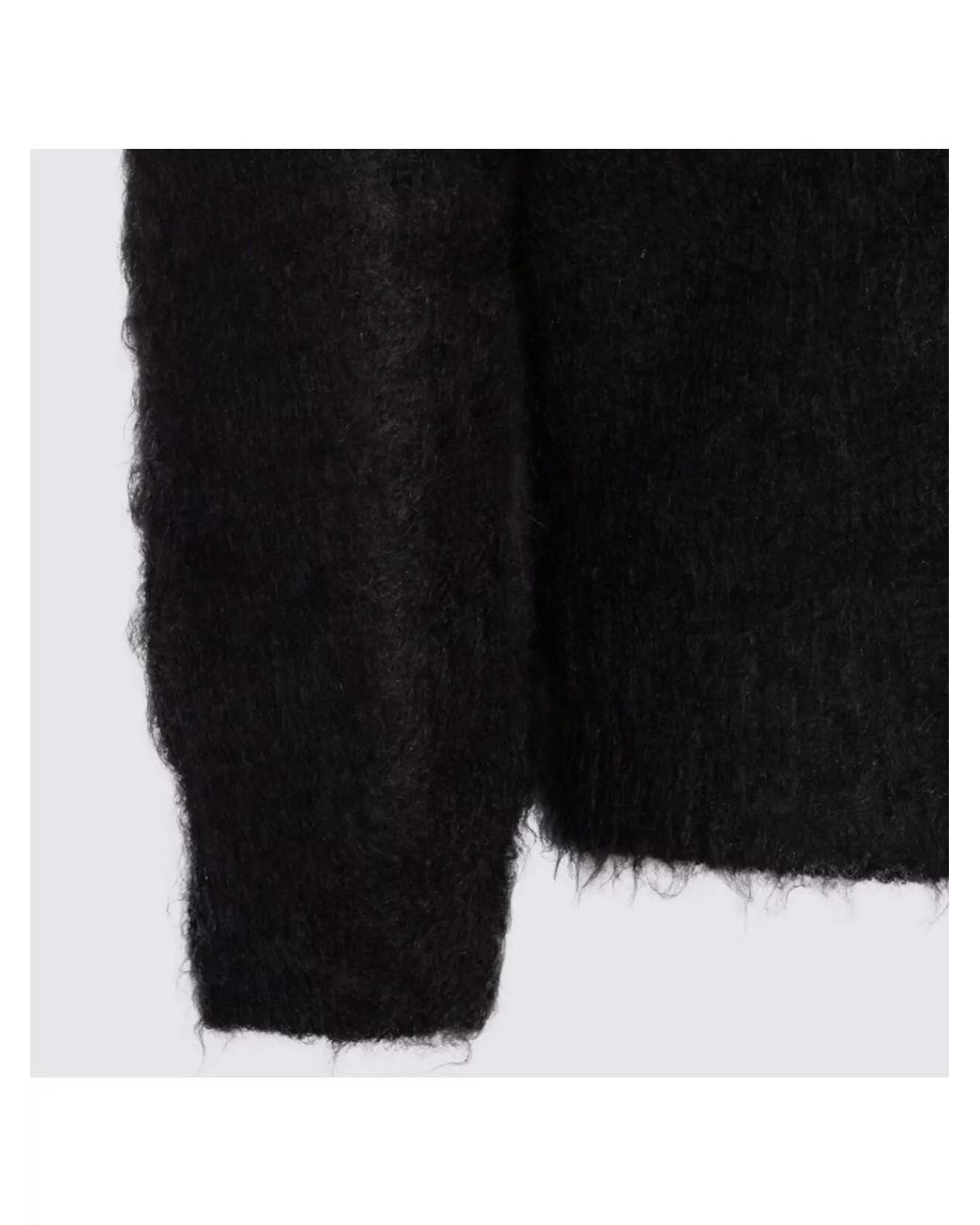 Auralee Black Mohair Long-Sleeve Polo Shirt for men
