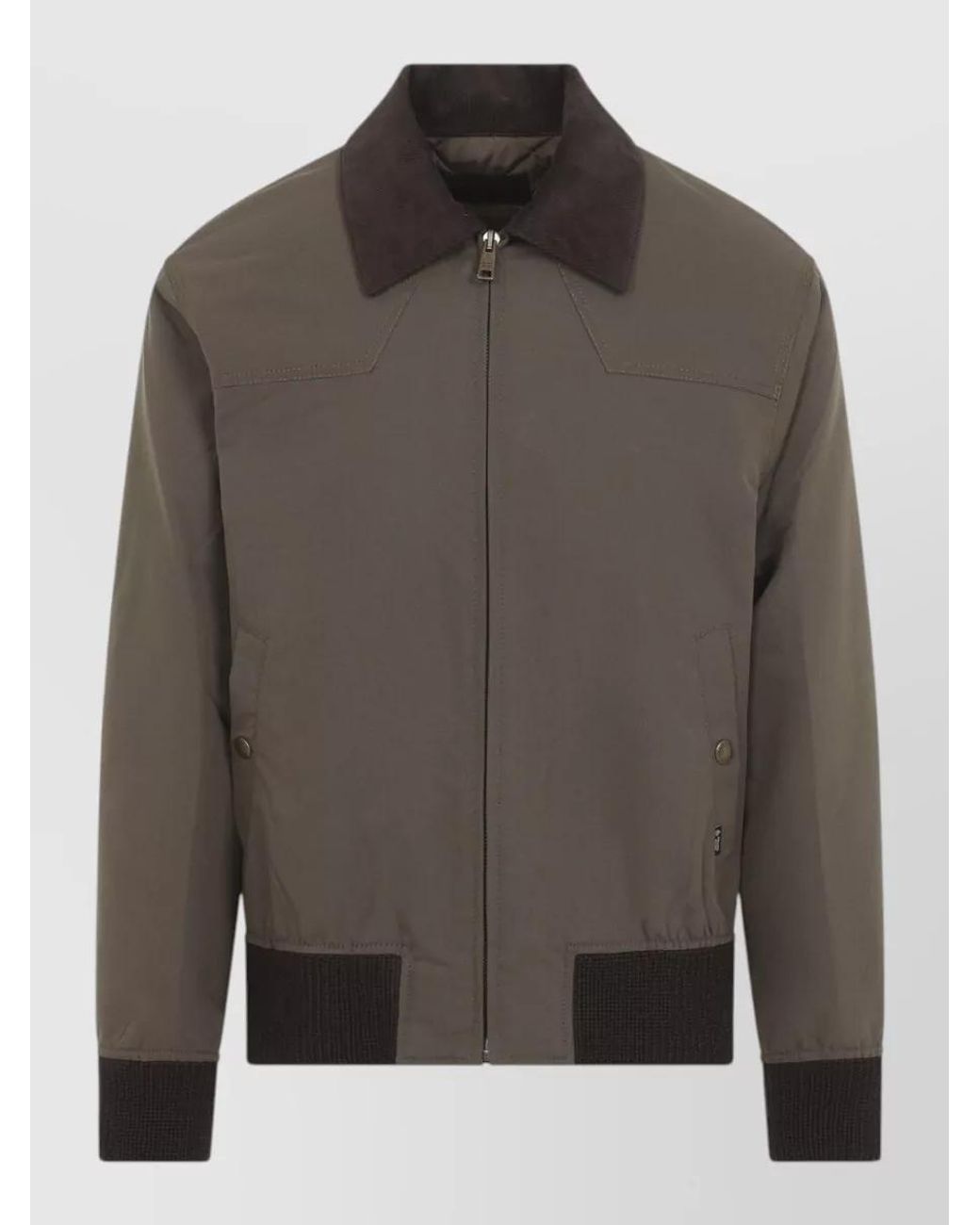 Prada Gray Quilted Corduroy Collar Padded Jacket for men
