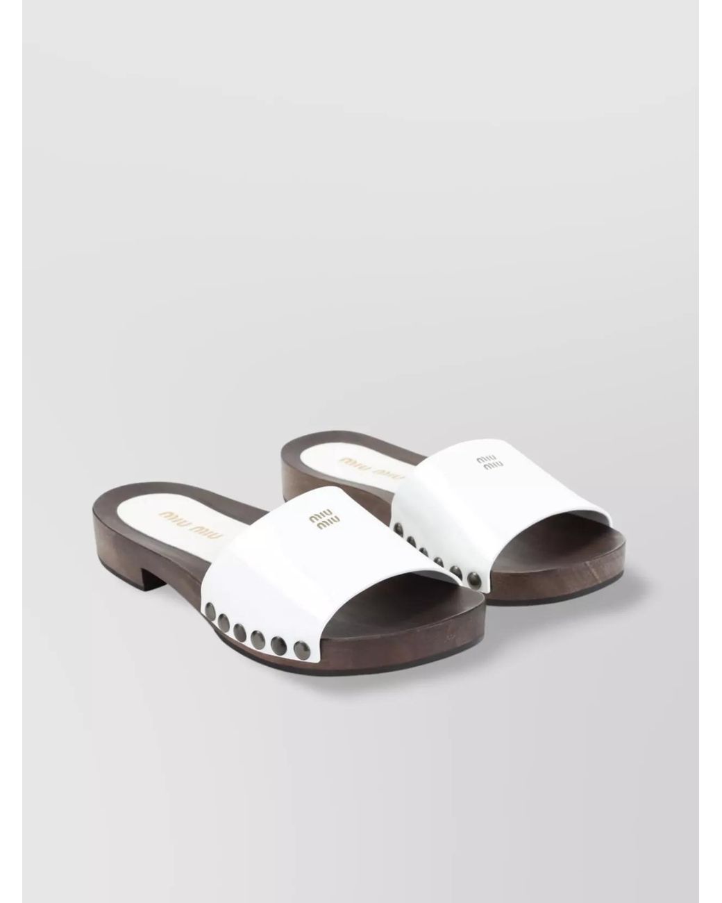 Miu Miu White Leather Clogs
