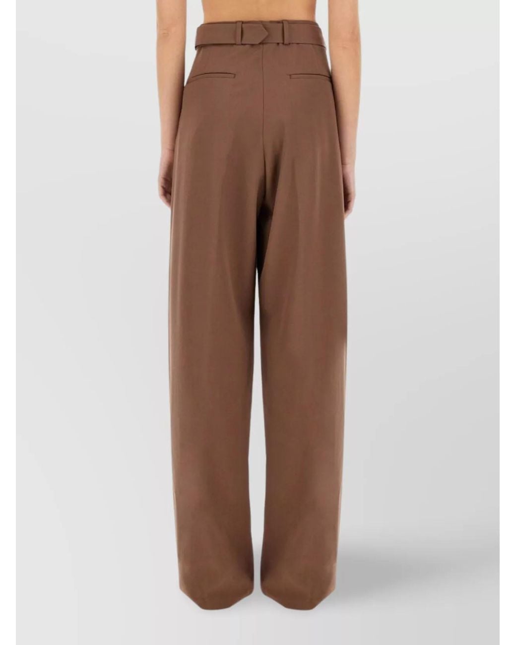 Dries Van Noten White Wool Wide-Leg Belted Trousers