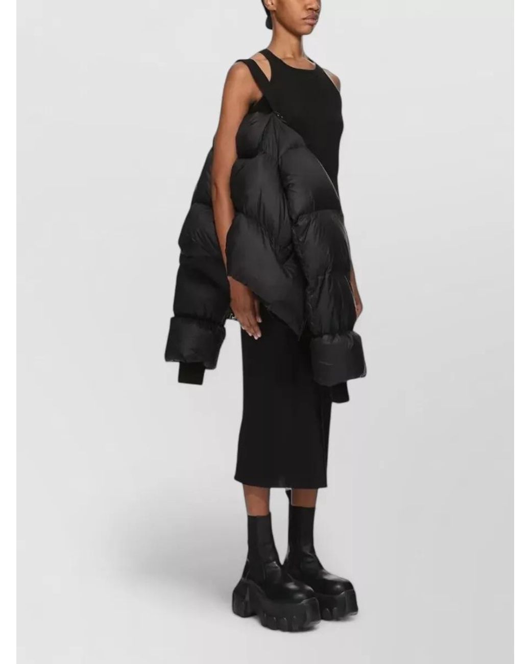 Rick Owens Black Down Funnel-Neck Puffer Jacket