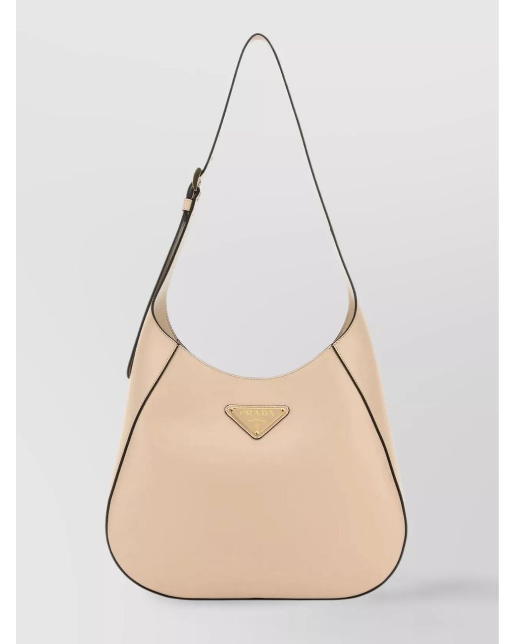 Prada Natural Triangle Leather Shoulder Bag