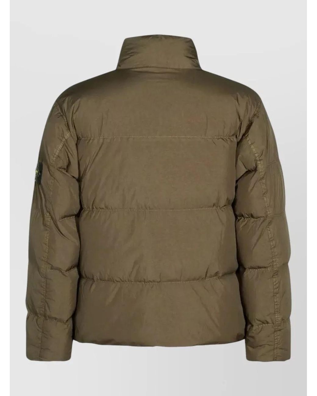 Stone Island Green Padded Stand Collar Coat for men
