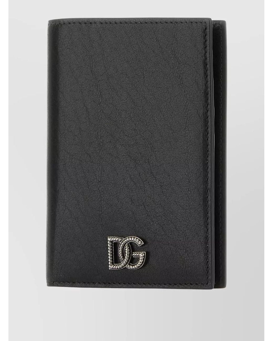 Dolce & Gabbana Black Calf Leather Passport Holder for men