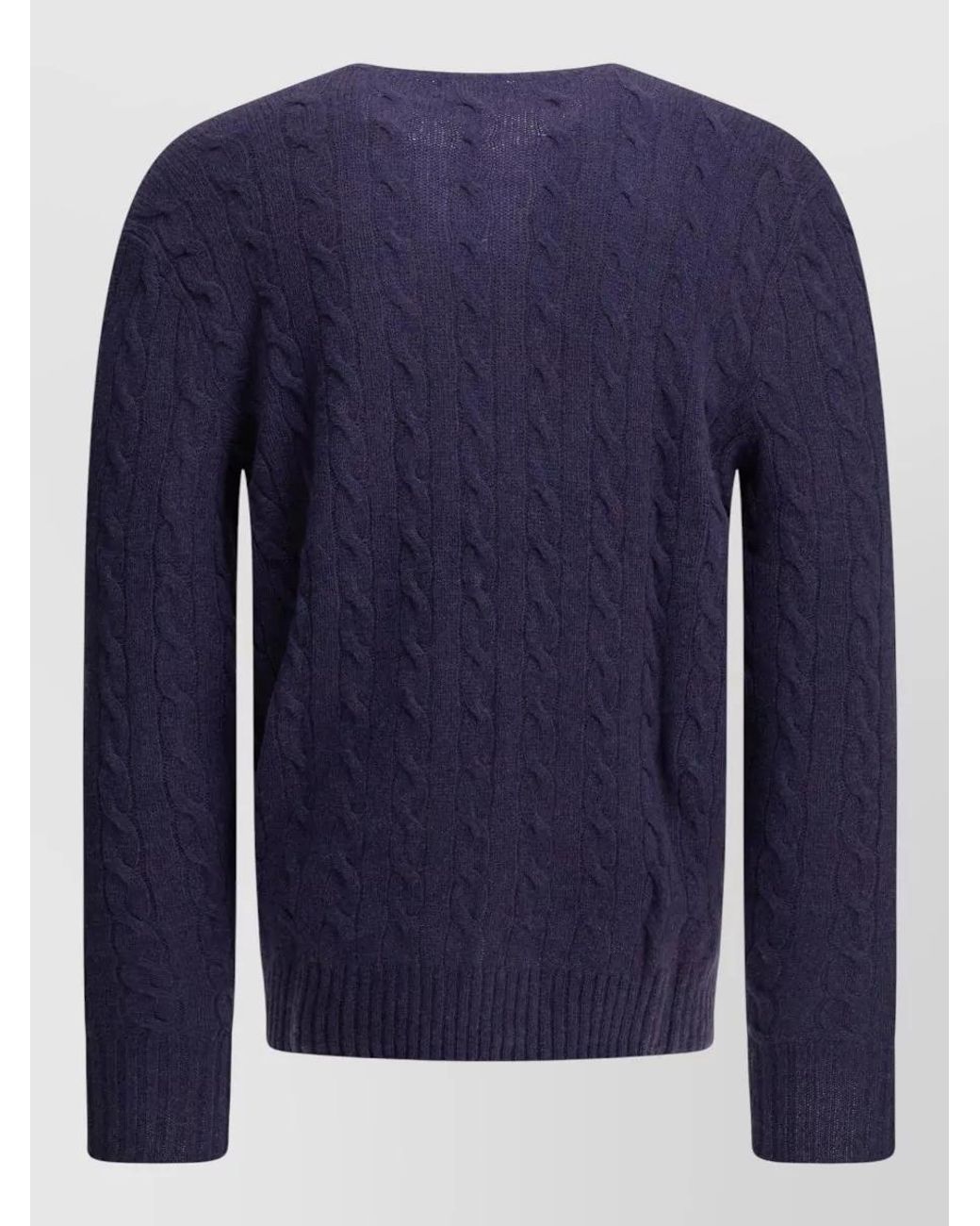Polo Ralph Lauren Blue Cable-Knit Wool Cashmere Crew-Neck Sweater for men