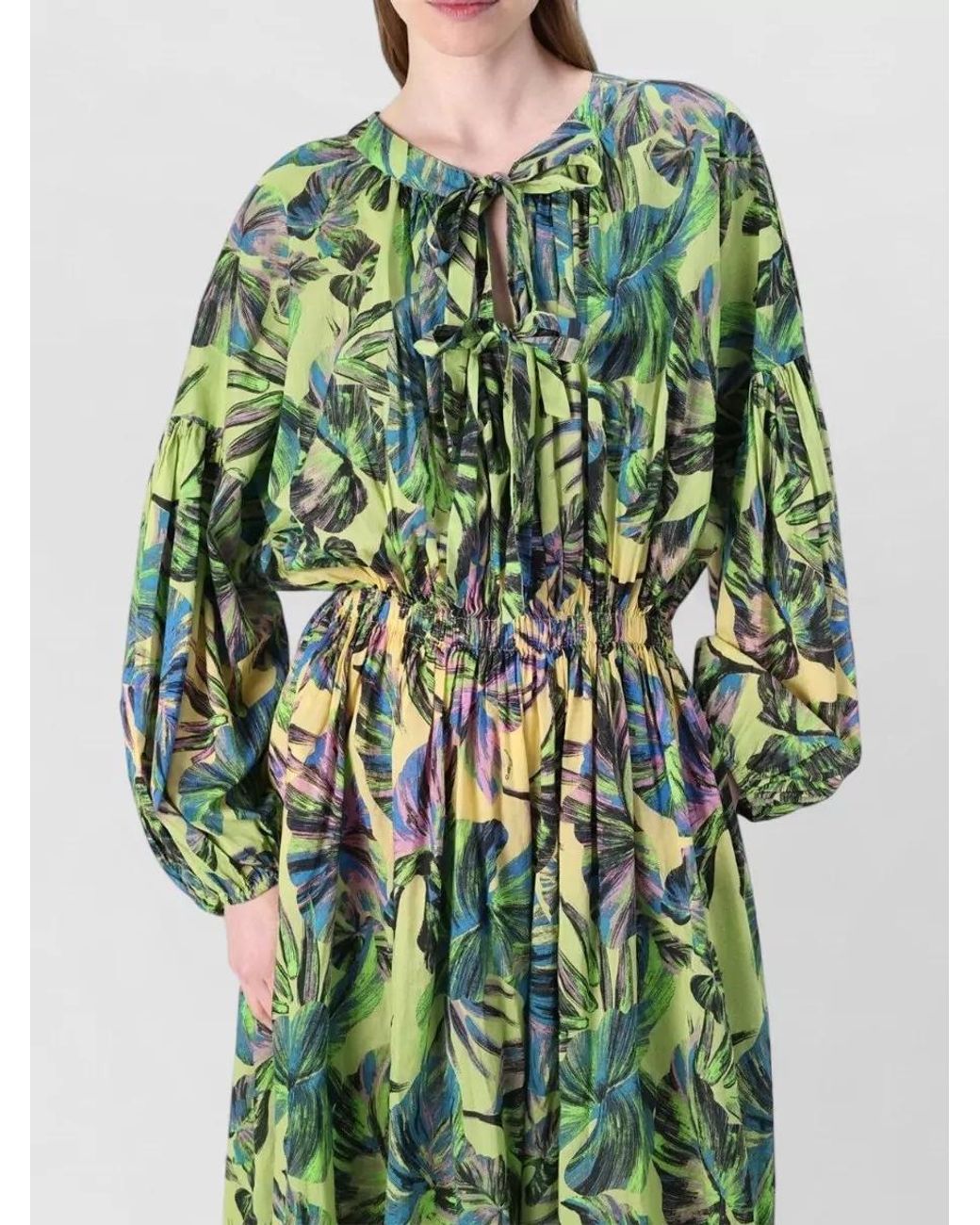 Pinko Green Cotton Maxi Dress
