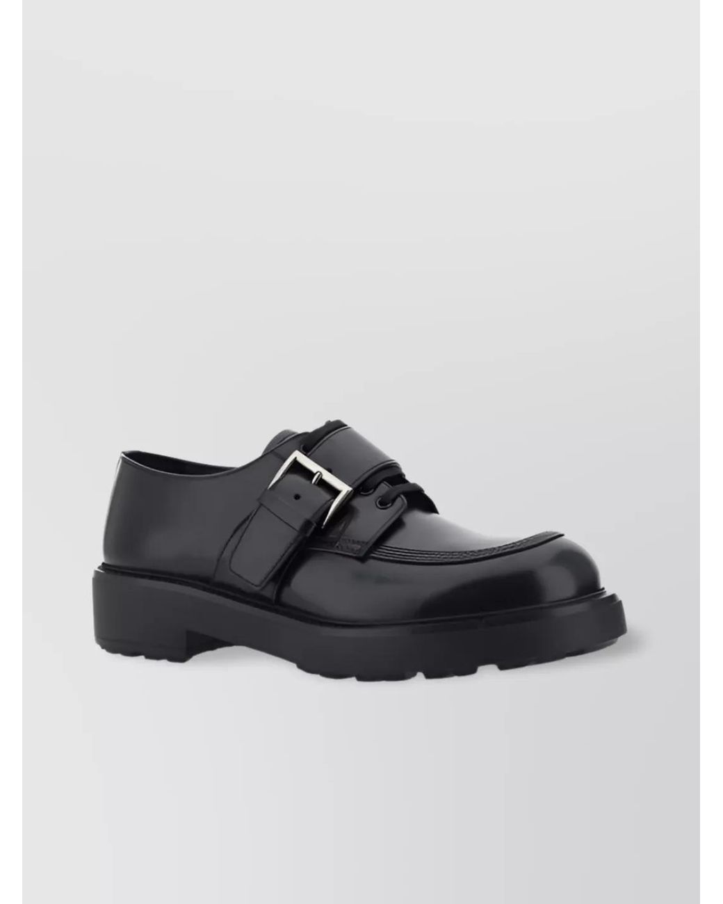 Prada Black Leather Derby Shoes for men