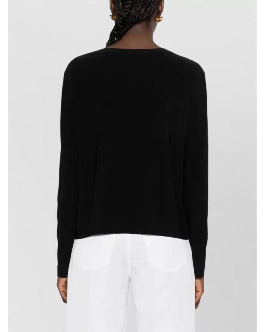 Norma Kamali Black Cropped Long-Sleeve T-Shirt