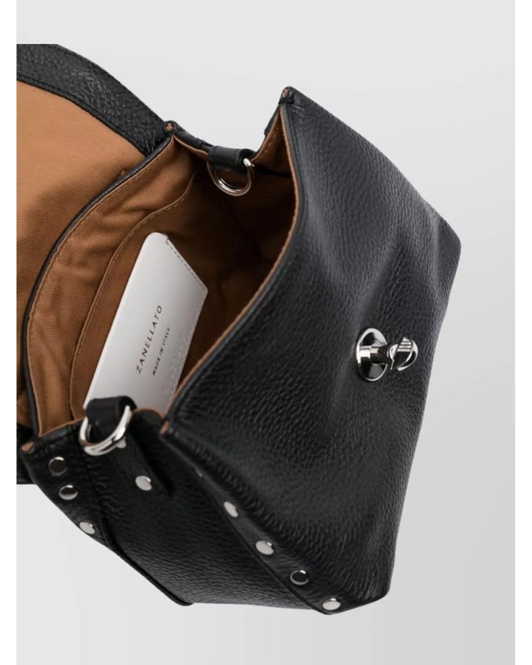 Zanellato Black Calf Leather Textured Shoulder Bag