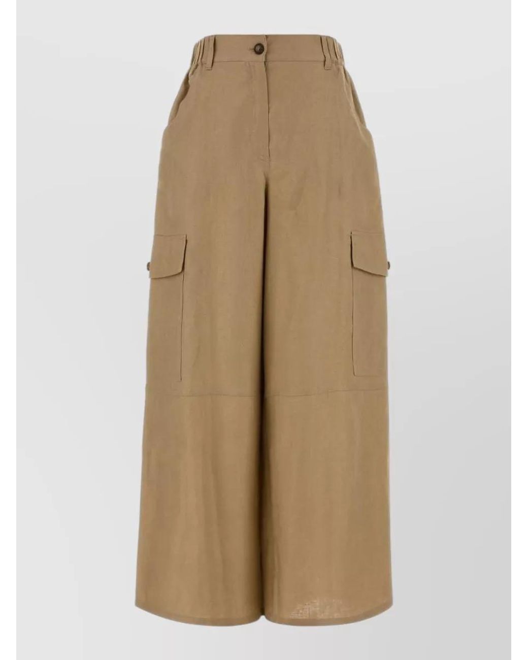 Weekend by Maxmara Natural Linen Wide-Leg Cargo Trousers