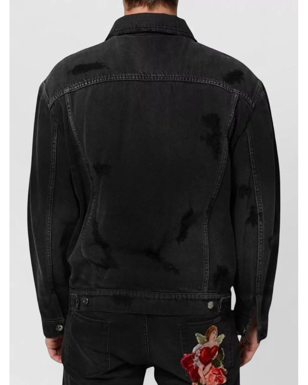 Dolce & Gabbana Black Denim Single Breasted Coat for men