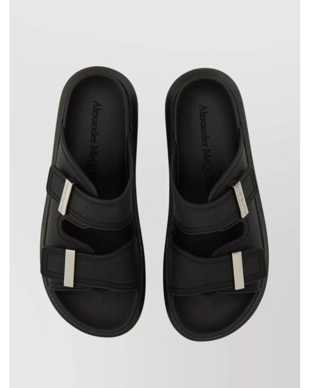 McQueen Black Oversized Rubber Slip-On Sandals