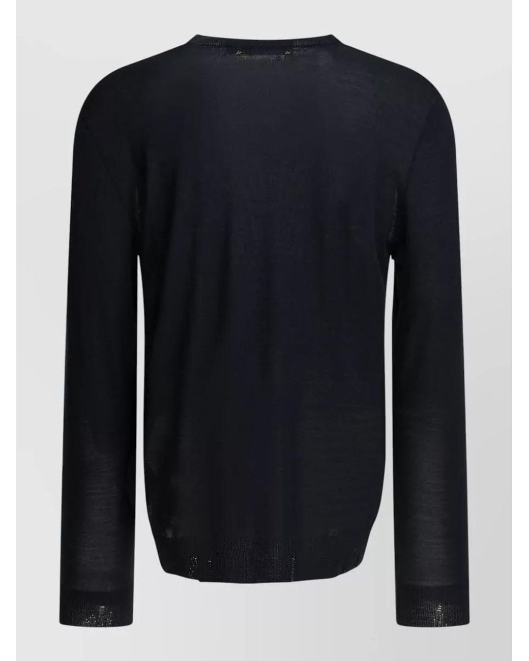 Golden Goose Deluxe Brand Blue Virgin Wool Ribbed Crew Neck Sweater for men