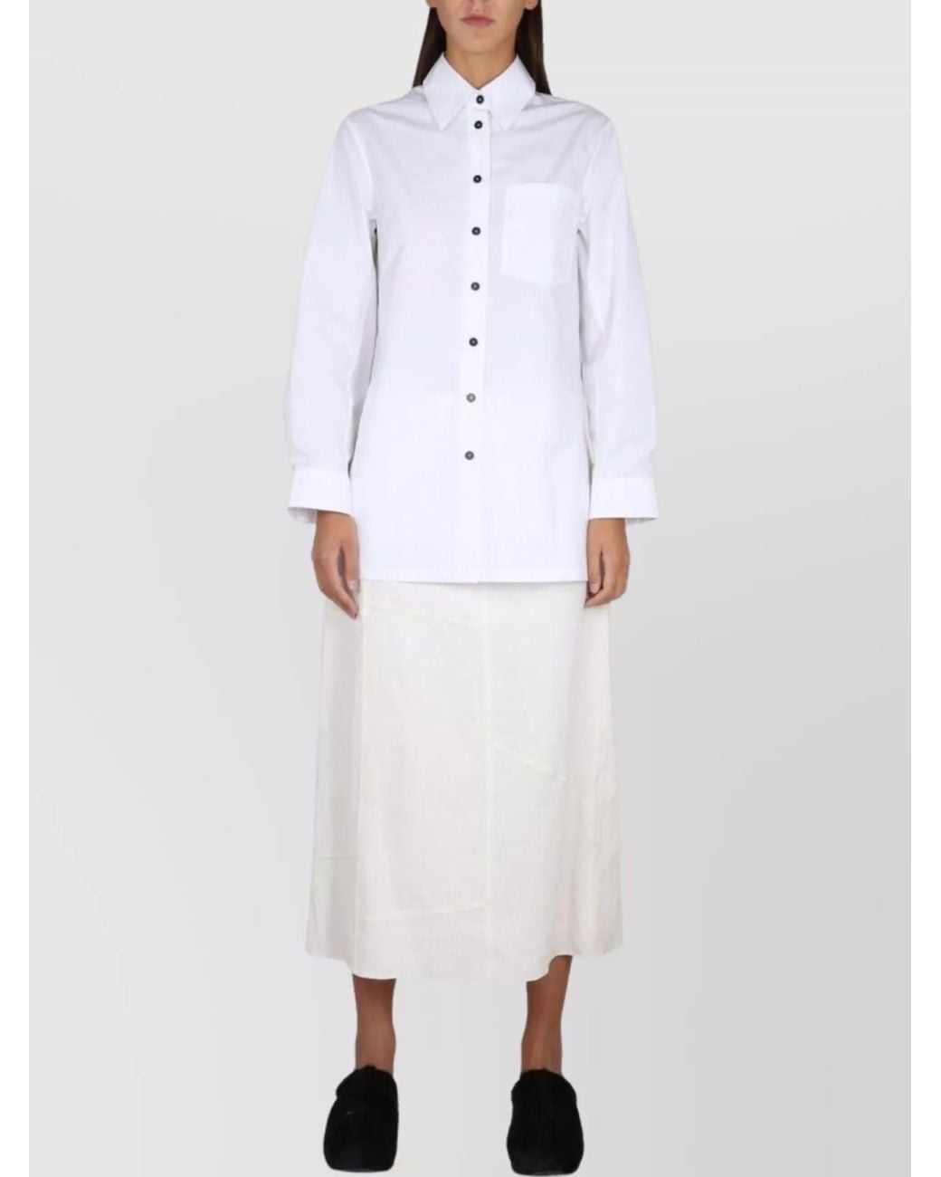 Jil Sander White Linen A-Line Skirt