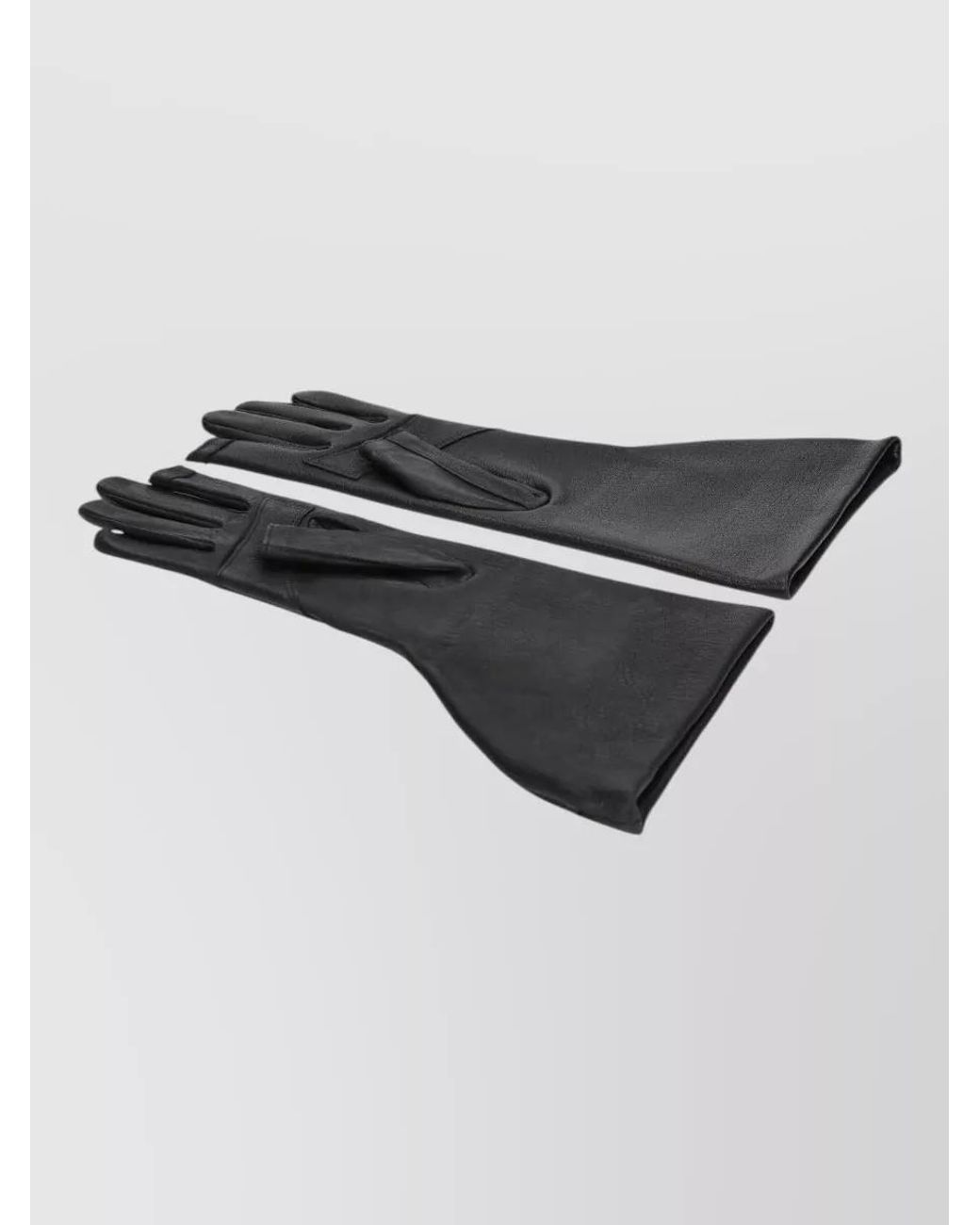 Rick Owens Black Pebbled Leather Asymmetric Panelled Gloves for men