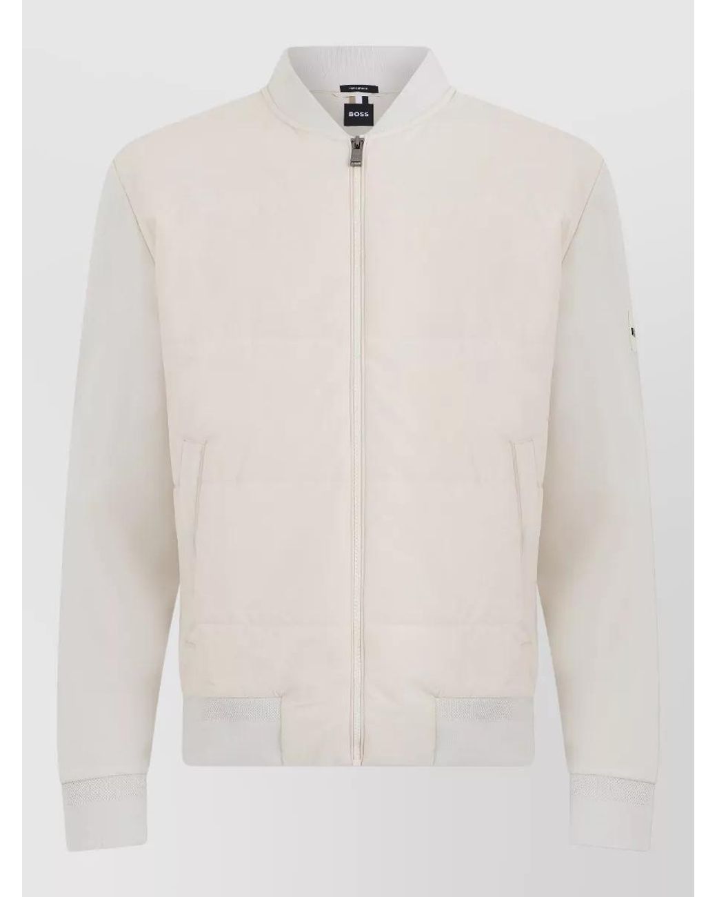 Boss White Cotton Blend Puffer Jacket for men
