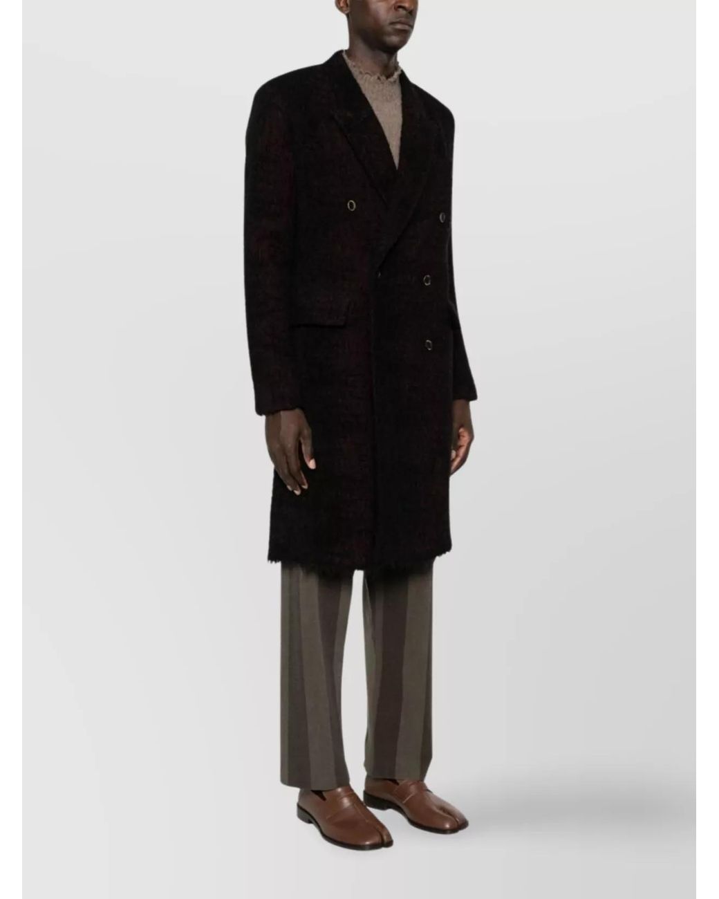 Uma Wang Blue Wool Double-Breasted Coat for men