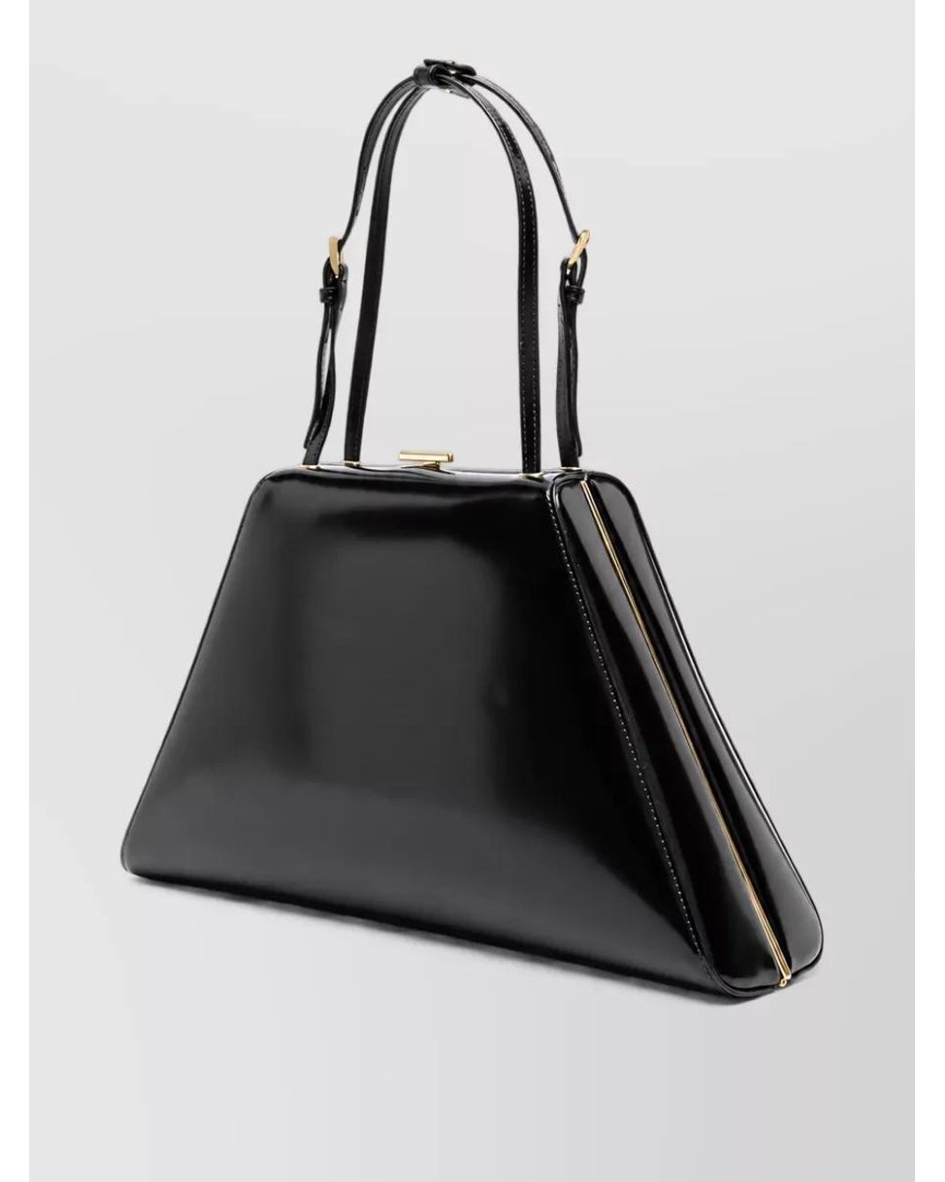 Prada Black Triangle Leather Clutch Bag