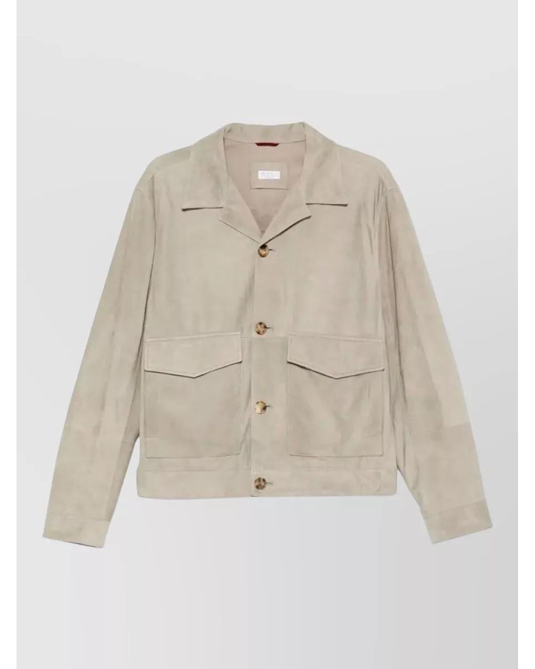 Brunello Cucinelli Natural Suede Shirt Jacket for men