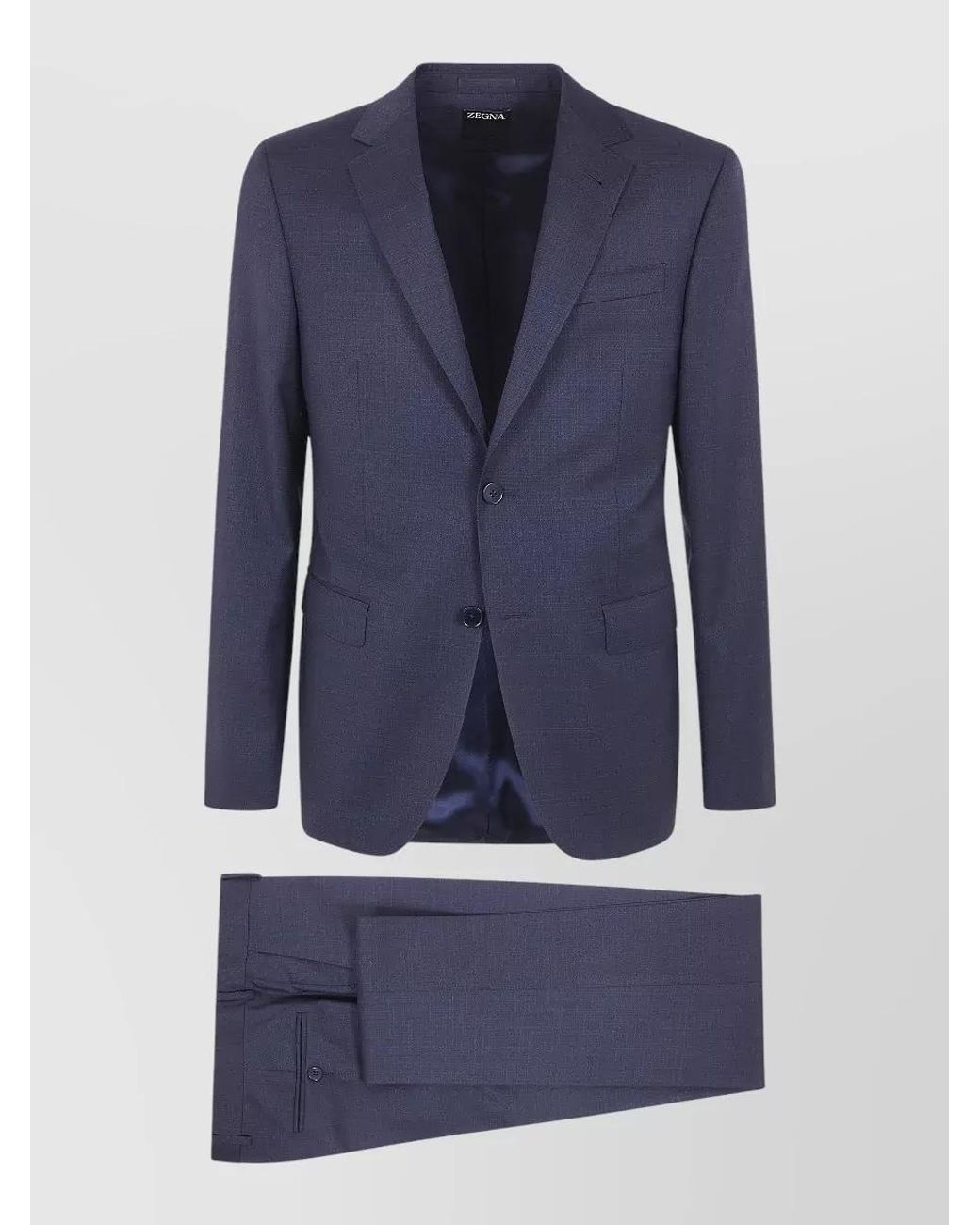 Zegna Blue Wool Single-Breasted Suit for men