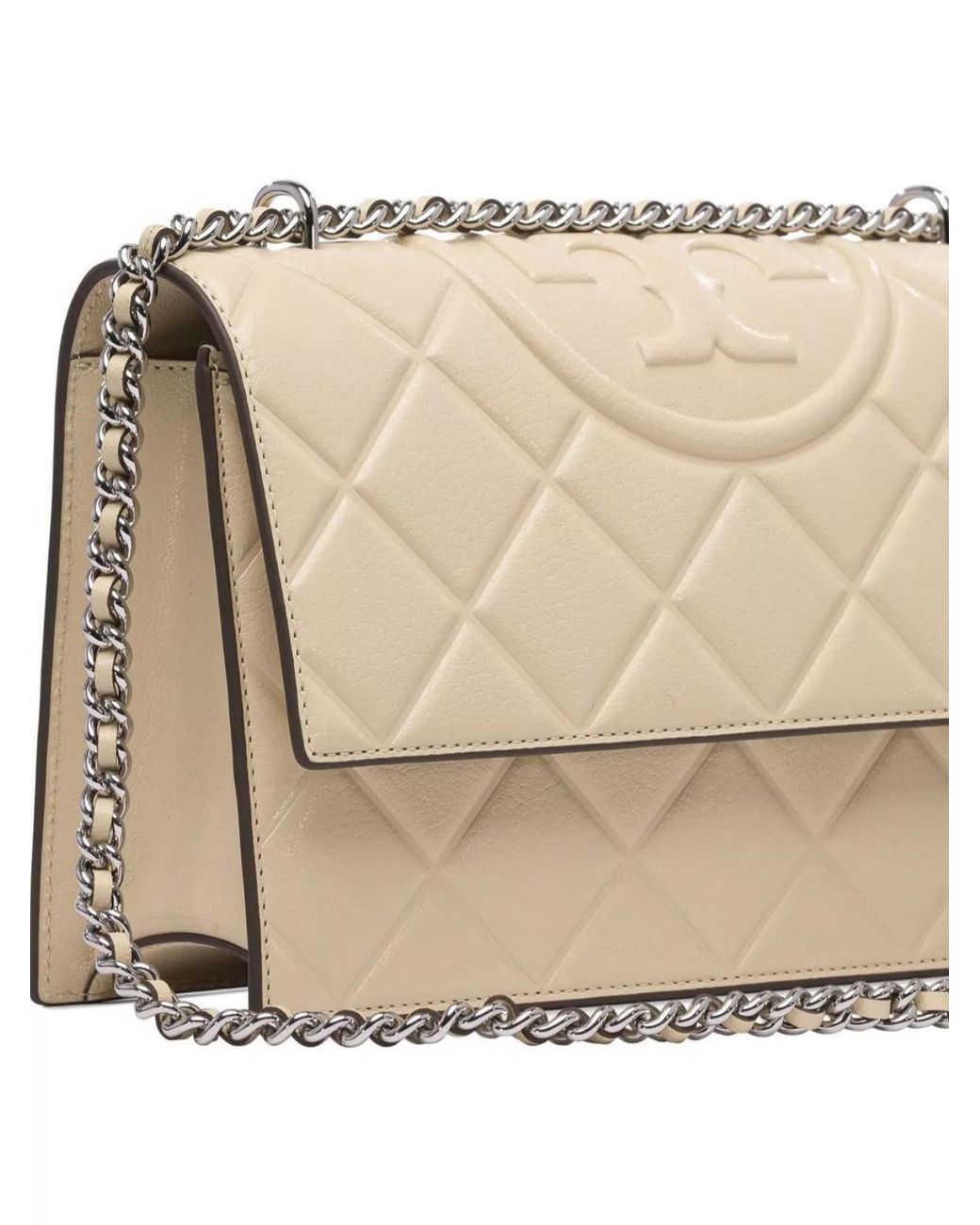 Tory Burch Natural Fleming Goat Leather Shoulder Bag
