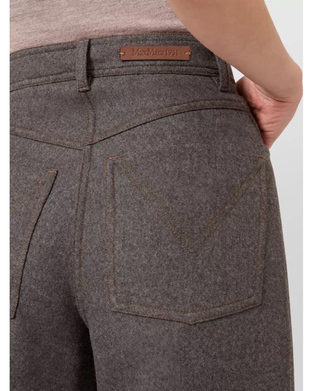 Max Mara Brown Wool High-Rise Wide-Leg Trousers