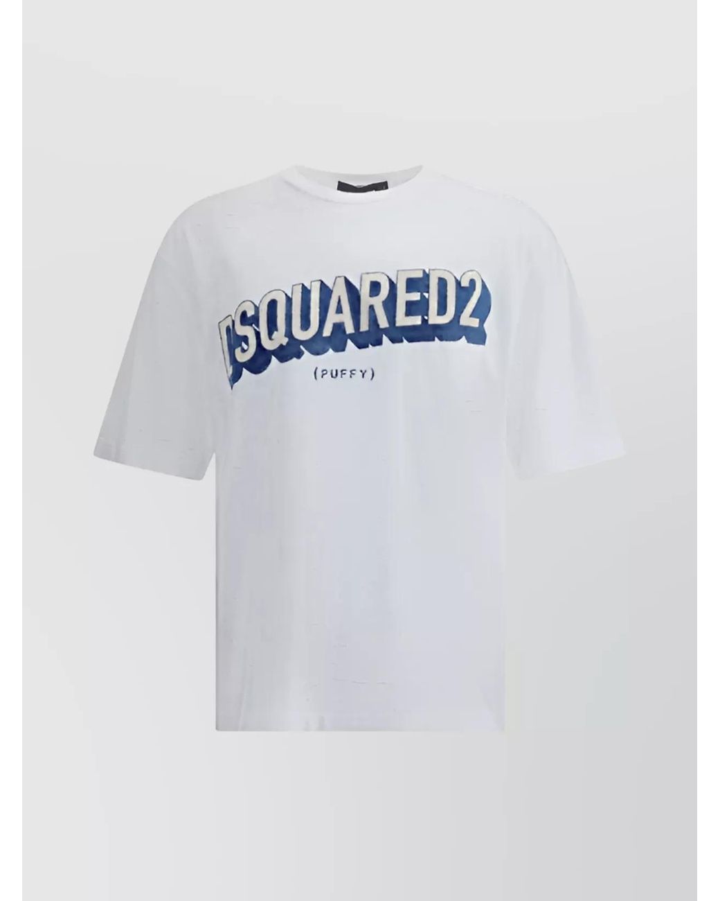DSquared² Blue Cotton Relaxed Fit Logo Print T-Shirt for men