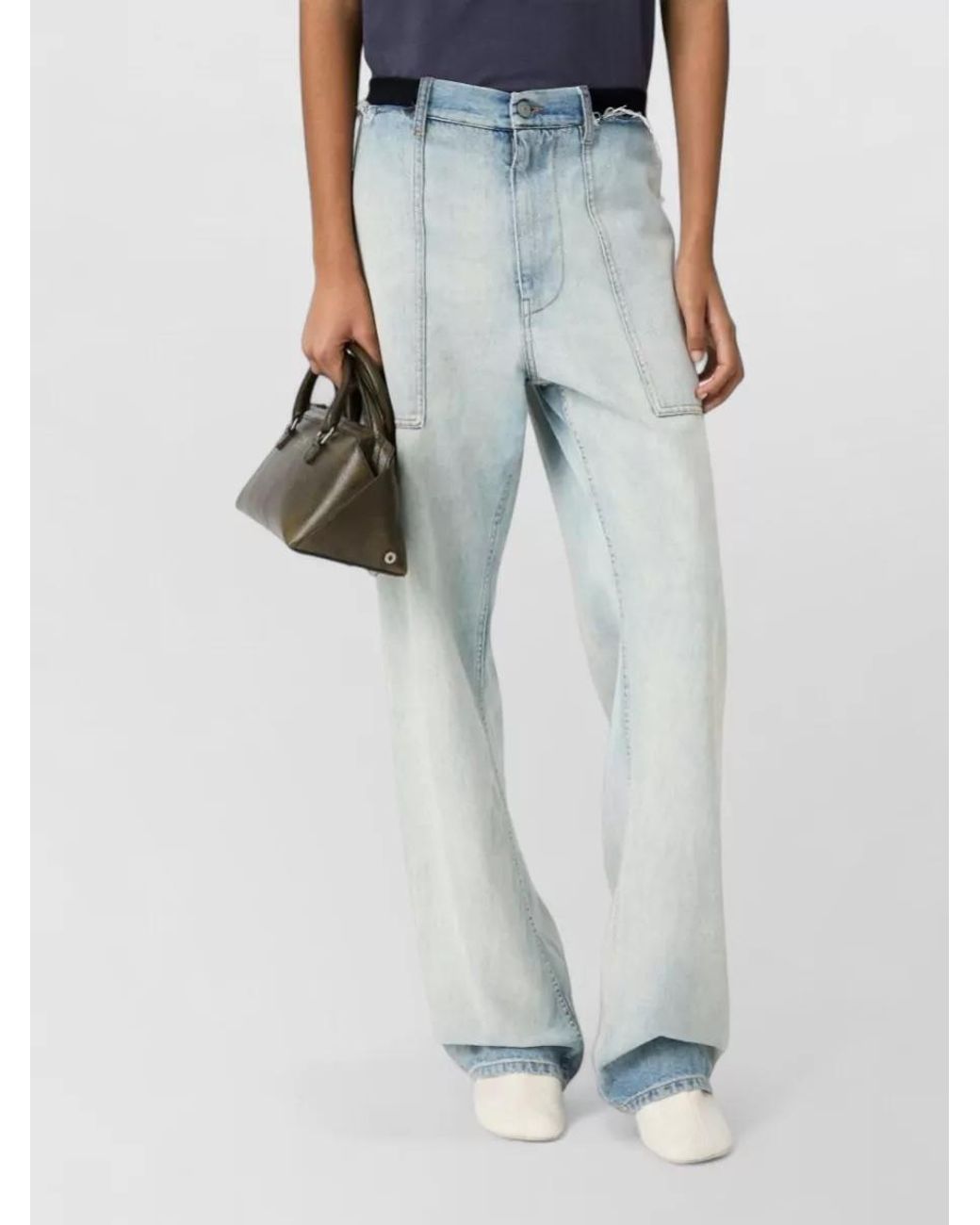 MM6 by Maison Margiela Blue High-Rise Wide-Leg Denim Jeans