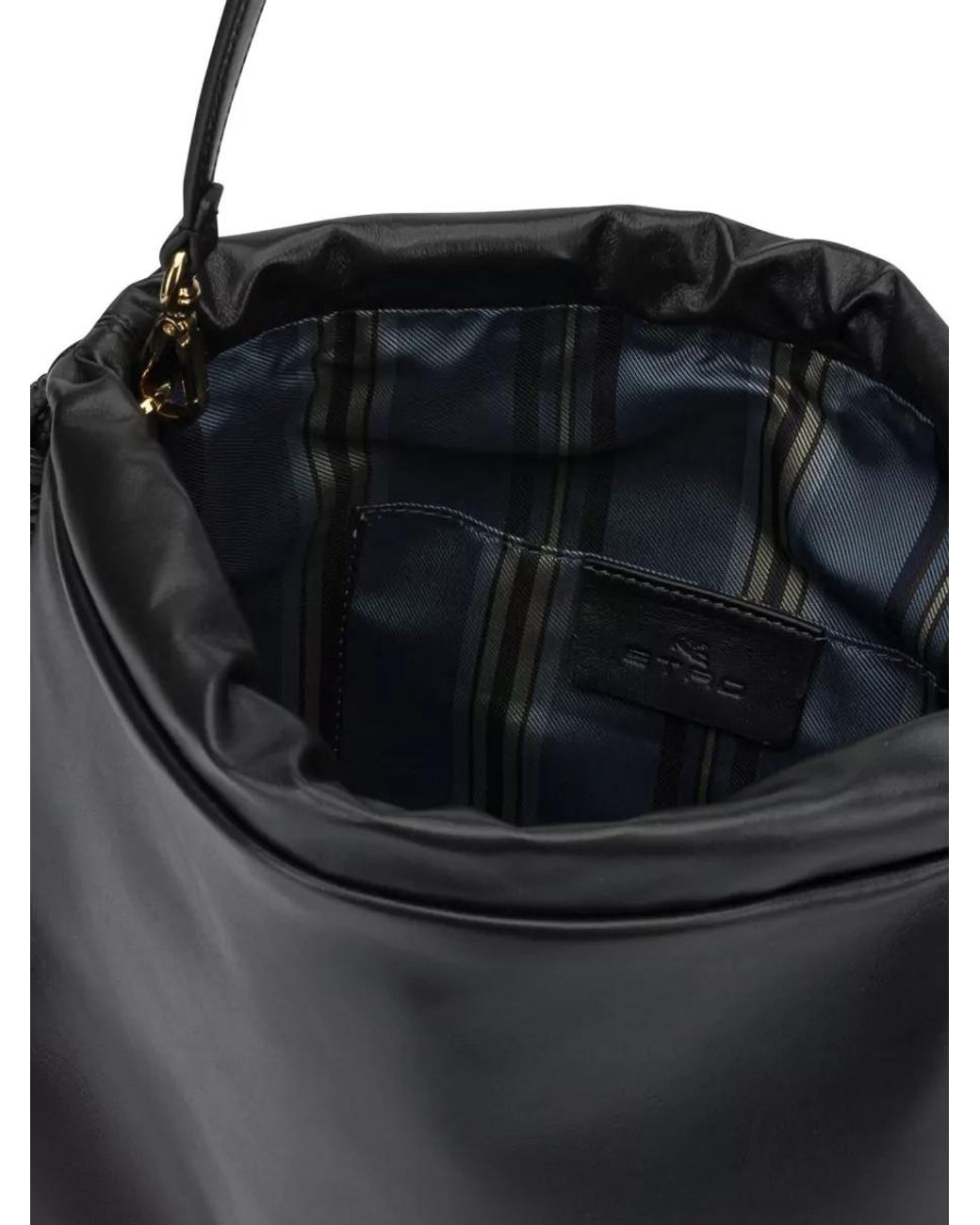 Etro Black Medium Leather Bucket Bag