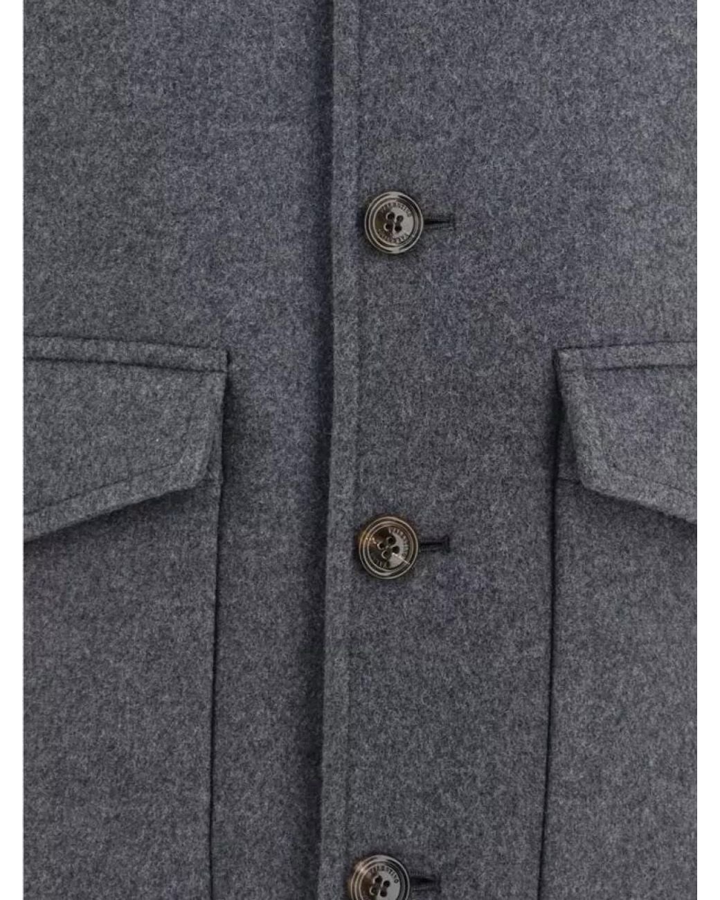 Valentino Garavani Gray Single Breasted Wool Coat for men