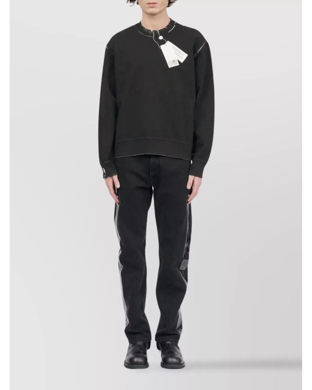 MM6 by Maison Margiela Black Two-Tone Cotton Crew-Neck Sweatshirt for men
